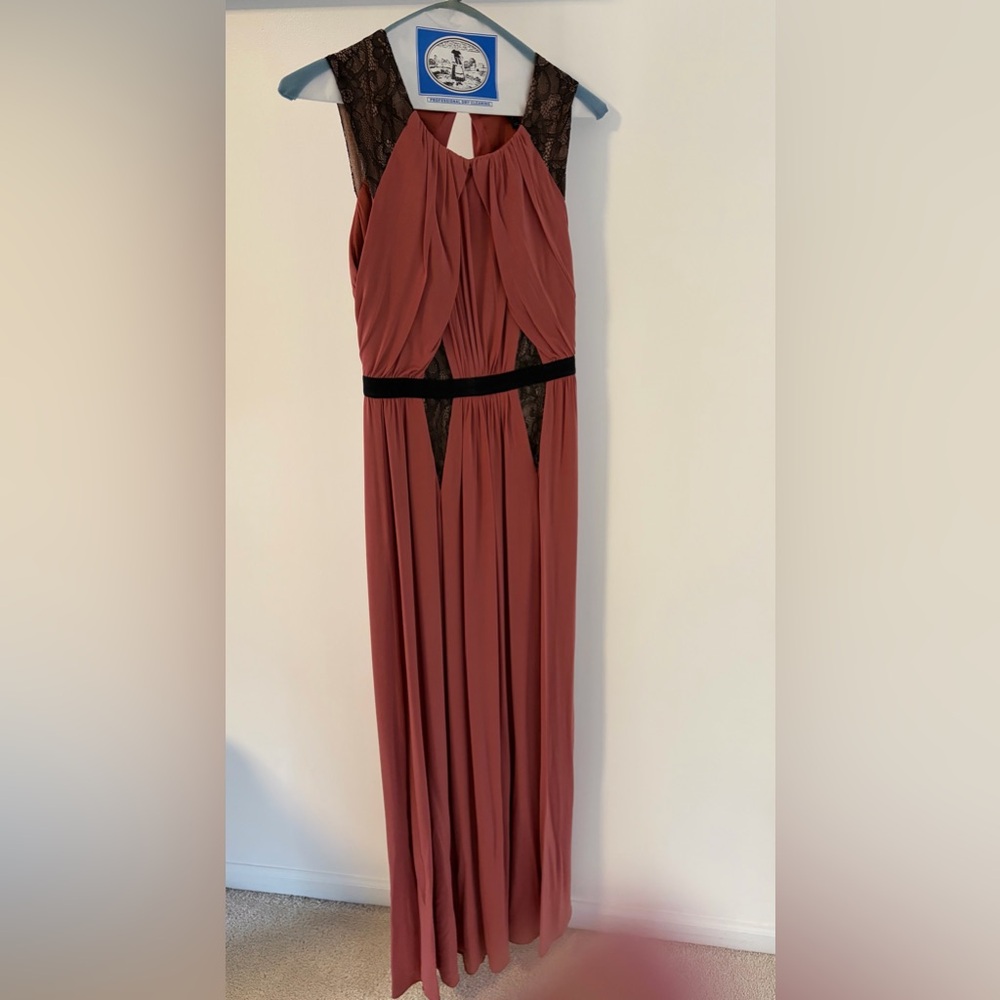 BCBG Sleeveless Maxi Dress in Rose and Black